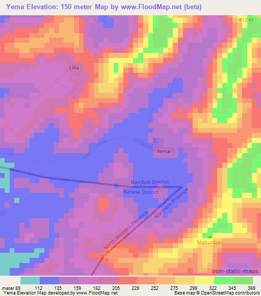 Yema,Sierra Leone Elevation Map