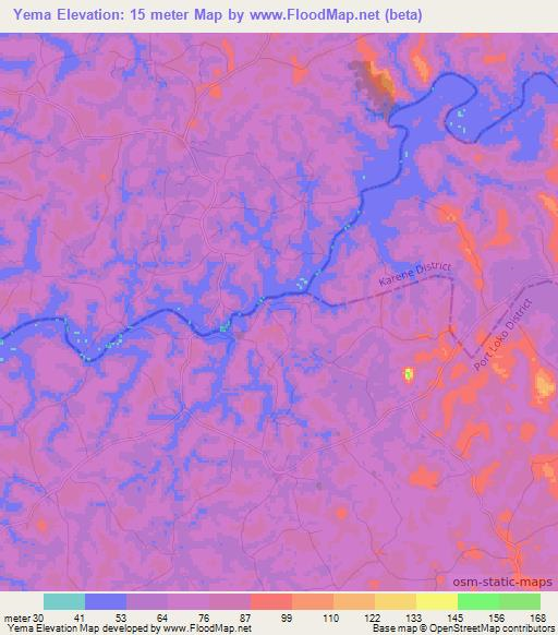 Yema,Sierra Leone Elevation Map