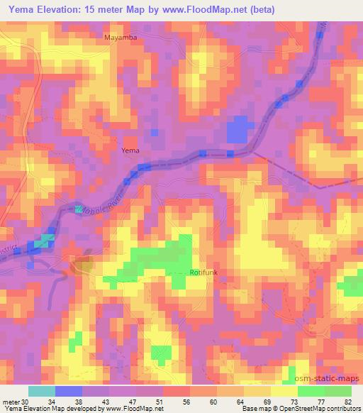 Yema,Sierra Leone Elevation Map