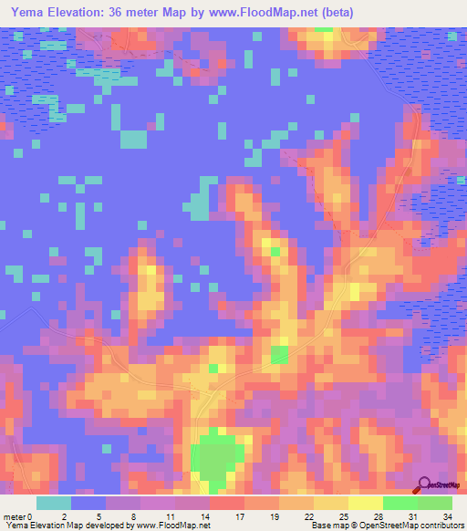 Yema,Sierra Leone Elevation Map