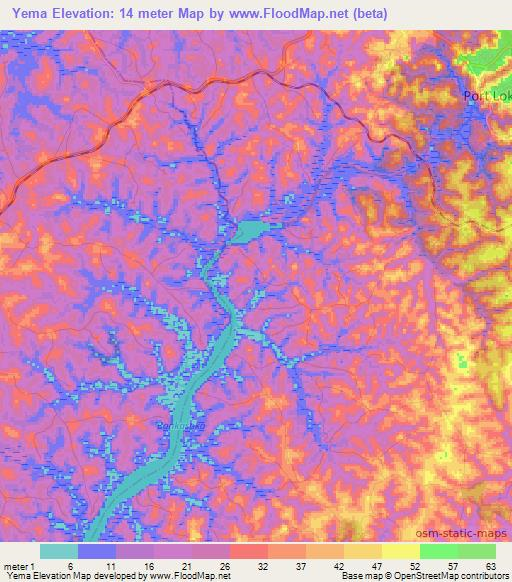 Yema,Sierra Leone Elevation Map