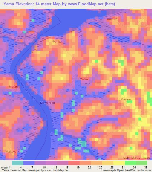 Yema,Sierra Leone Elevation Map