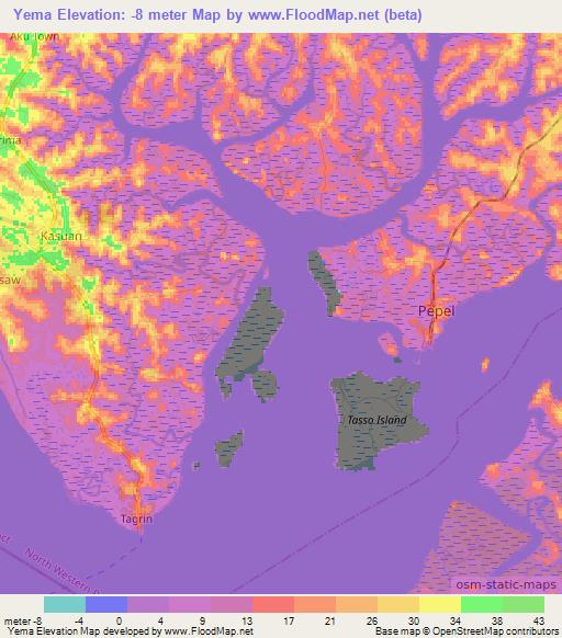 Yema,Sierra Leone Elevation Map