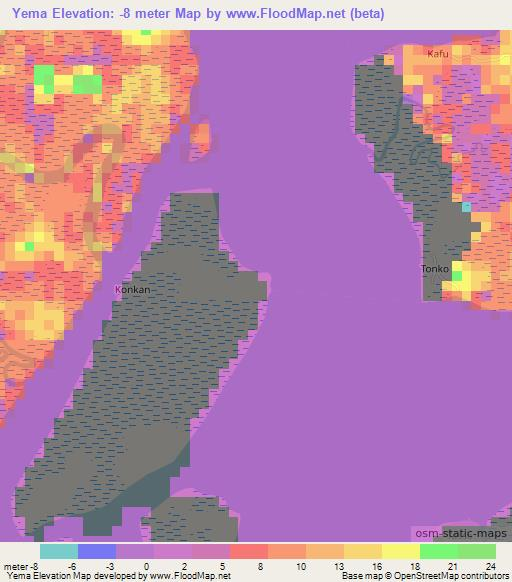 Yema,Sierra Leone Elevation Map