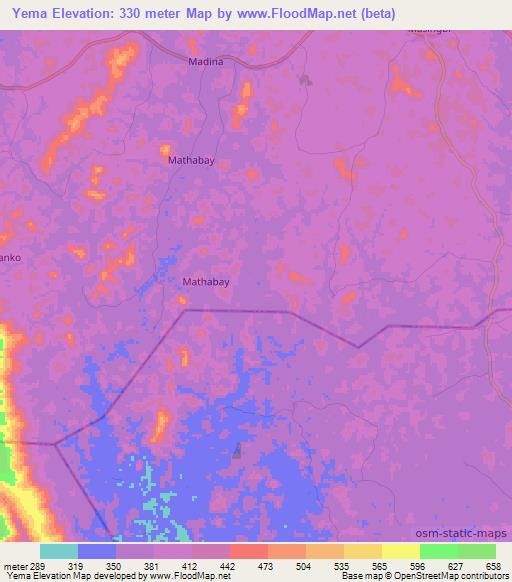 Yema,Sierra Leone Elevation Map