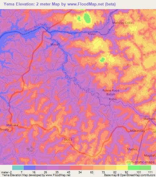 Yema,Sierra Leone Elevation Map