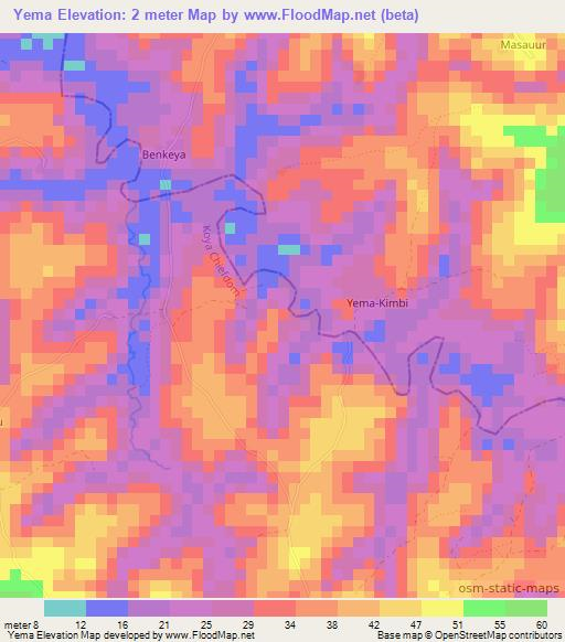 Yema,Sierra Leone Elevation Map