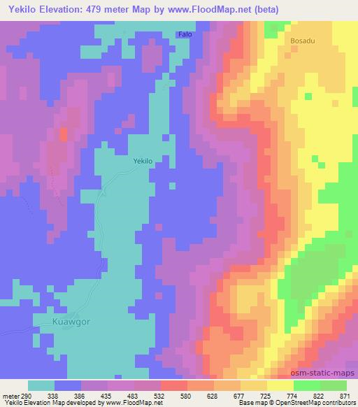 Yekilo,Sierra Leone Elevation Map