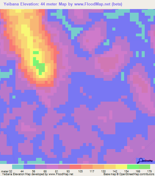 Yeibana,Sierra Leone Elevation Map