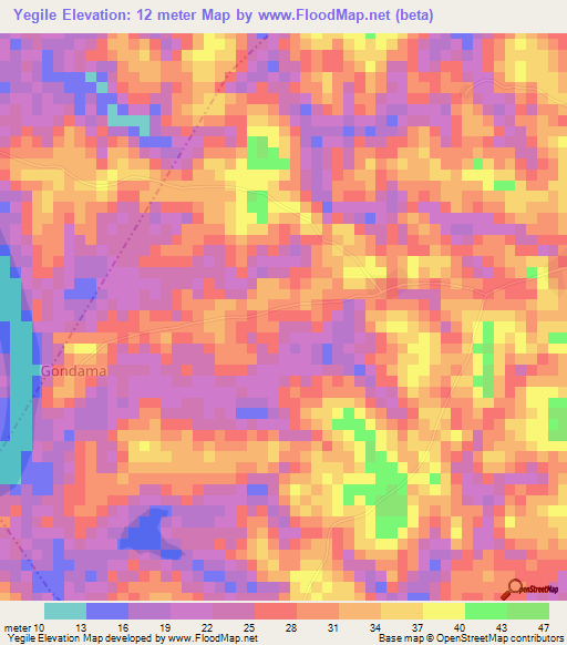 Yegile,Sierra Leone Elevation Map