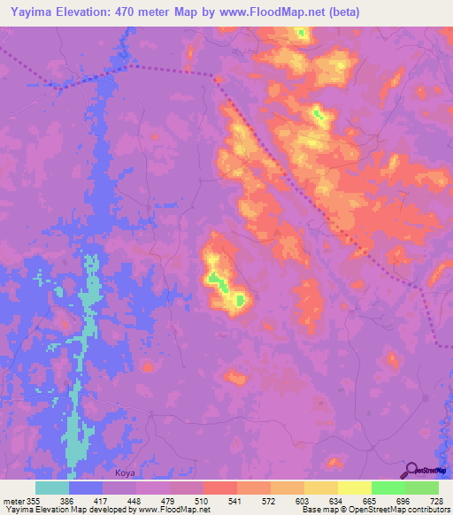 Yayima,Sierra Leone Elevation Map