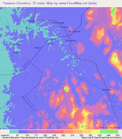 Yawema,Sierra Leone Elevation Map