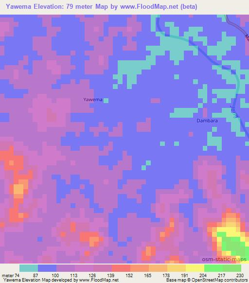 Yawema,Sierra Leone Elevation Map