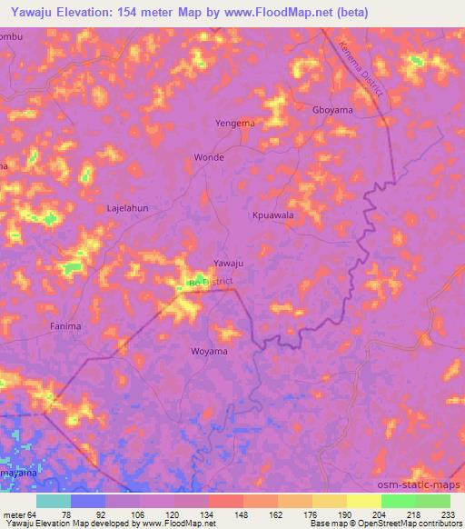 Yawaju,Sierra Leone Elevation Map