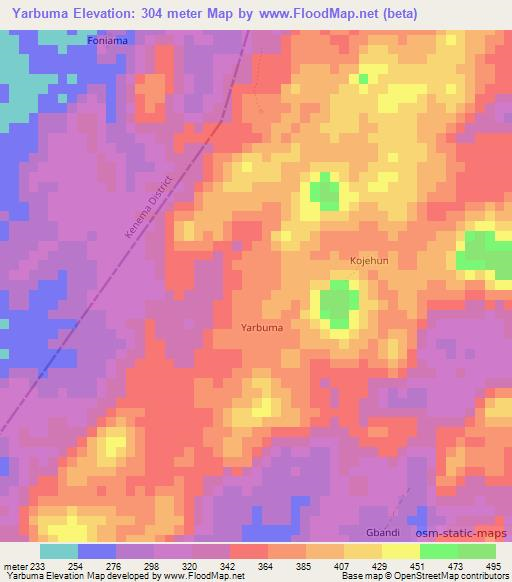 Yarbuma,Sierra Leone Elevation Map