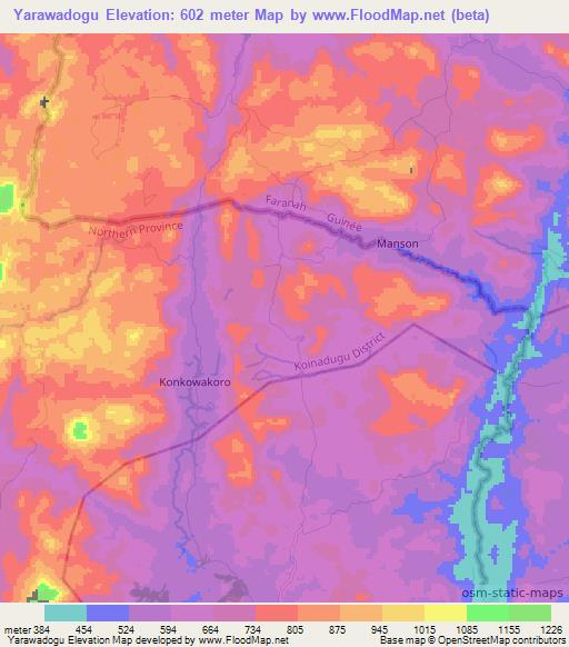 Yarawadogu,Sierra Leone Elevation Map