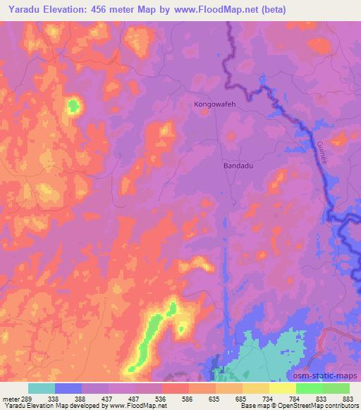 Yaradu,Sierra Leone Elevation Map