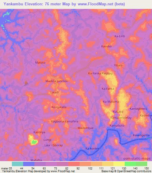 Yankambu,Sierra Leone Elevation Map