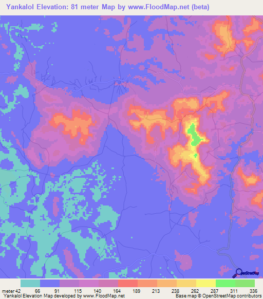 Yankalol,Sierra Leone Elevation Map