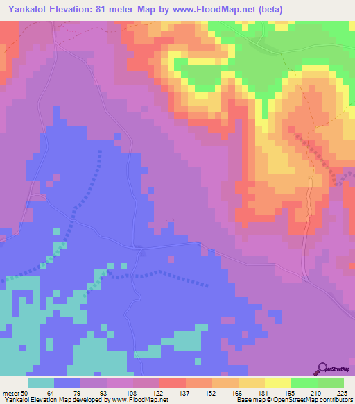 Yankalol,Sierra Leone Elevation Map