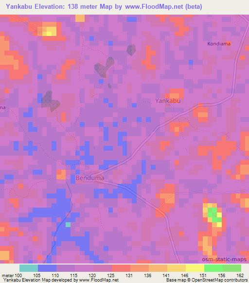 Yankabu,Sierra Leone Elevation Map