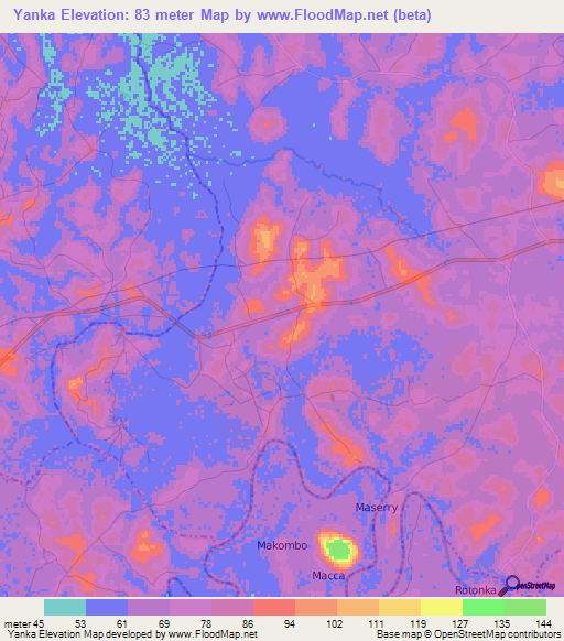 Yanka,Sierra Leone Elevation Map