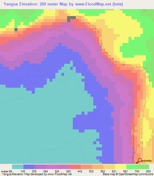 Yangua,Sierra Leone Elevation Map