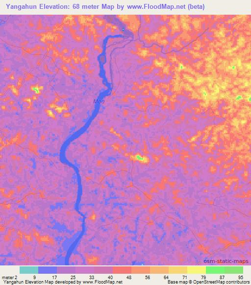 Yangahun,Sierra Leone Elevation Map