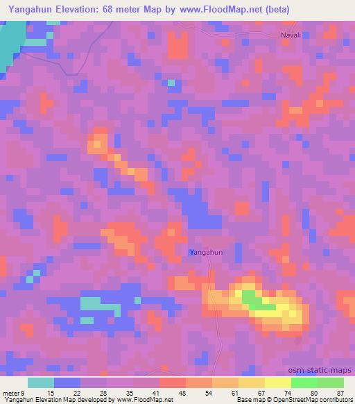 Yangahun,Sierra Leone Elevation Map