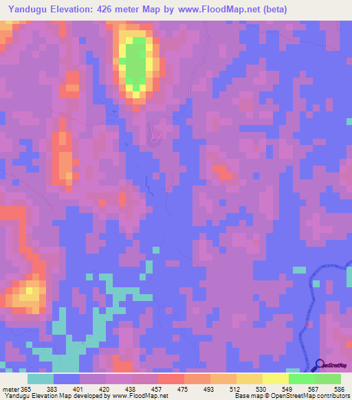 Yandugu,Sierra Leone Elevation Map