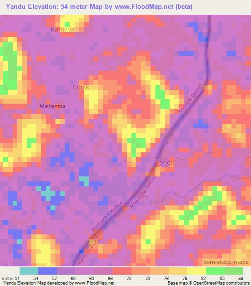 Yandu,Sierra Leone Elevation Map