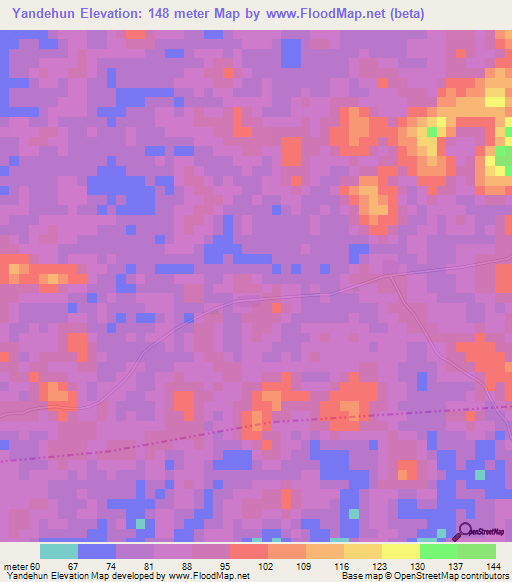 Yandehun,Sierra Leone Elevation Map