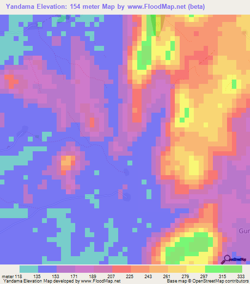 Yandama,Sierra Leone Elevation Map