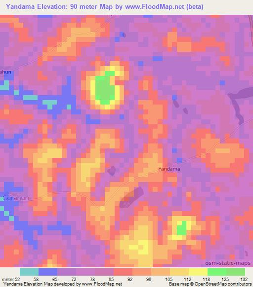 Yandama,Sierra Leone Elevation Map