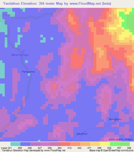 Yandahun,Sierra Leone Elevation Map