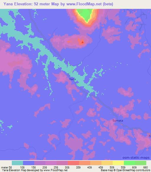 Yana,Sierra Leone Elevation Map