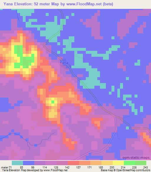 Yana,Sierra Leone Elevation Map