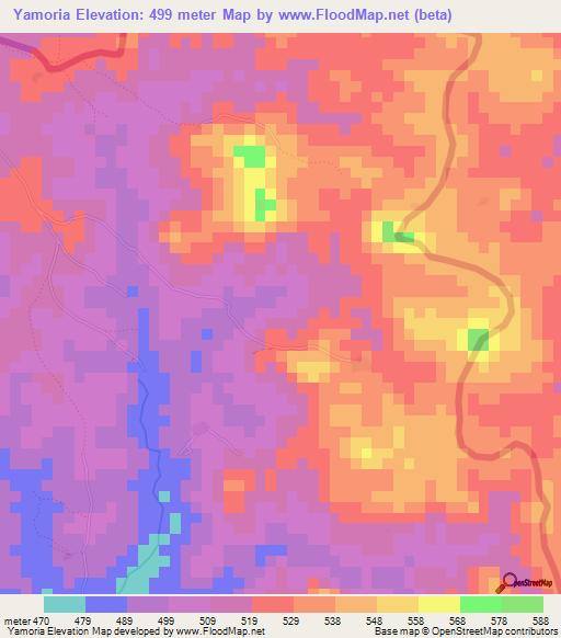 Yamoria,Sierra Leone Elevation Map