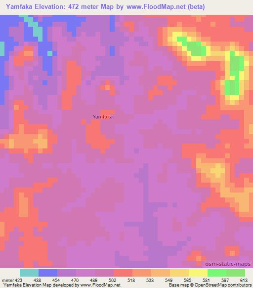 Yamfaka,Sierra Leone Elevation Map