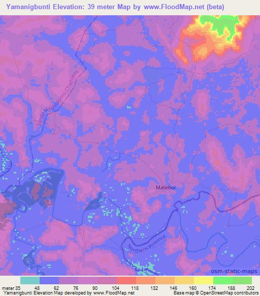 Yamanigbunti,Sierra Leone Elevation Map