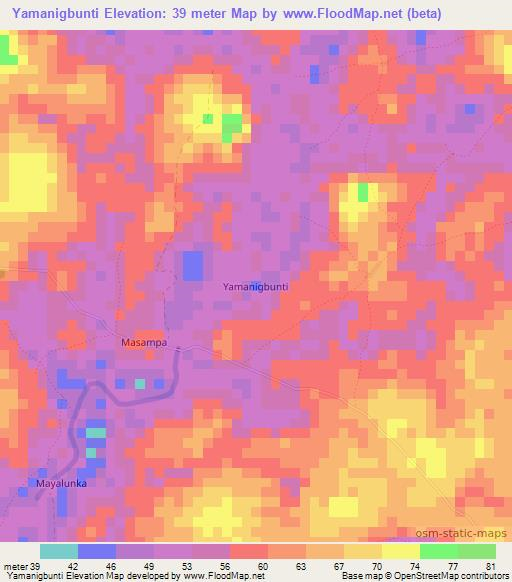 Yamanigbunti,Sierra Leone Elevation Map