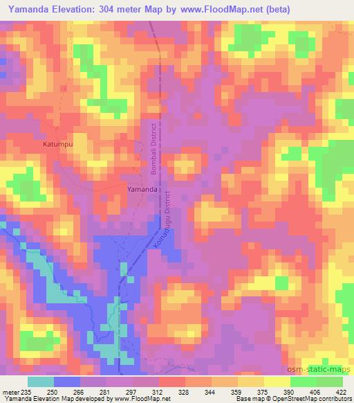 Yamanda,Sierra Leone Elevation Map