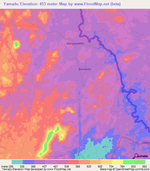 Yamadu,Sierra Leone Elevation Map