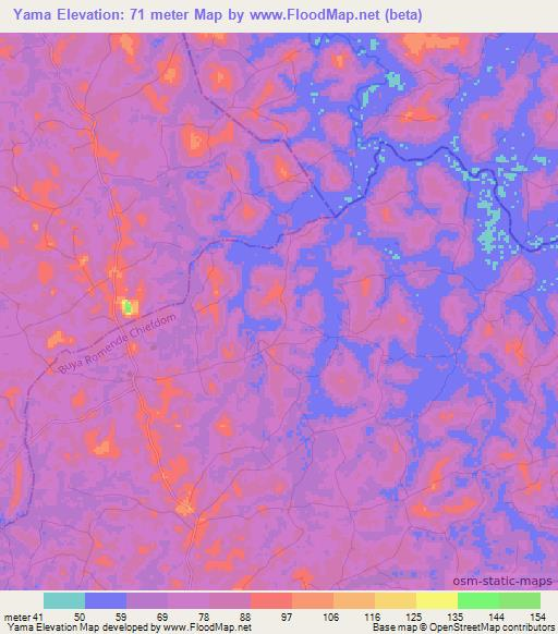 Yama,Sierra Leone Elevation Map