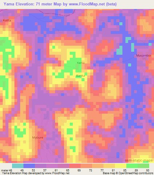 Yama,Sierra Leone Elevation Map