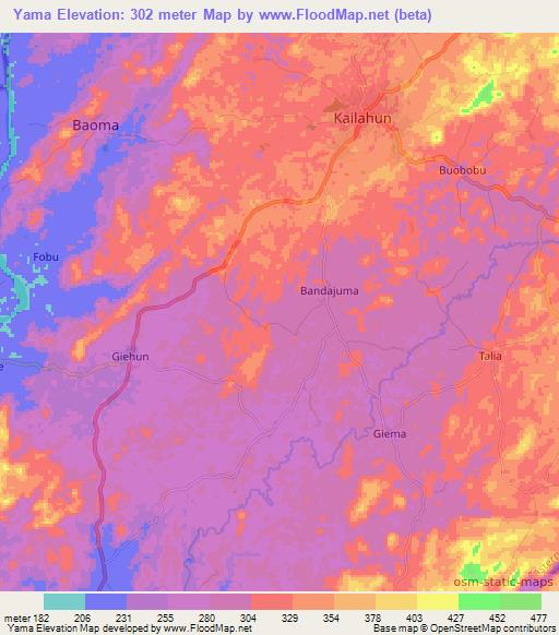 Yama,Sierra Leone Elevation Map