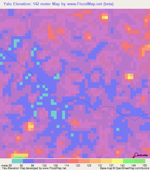 Yalu,Sierra Leone Elevation Map