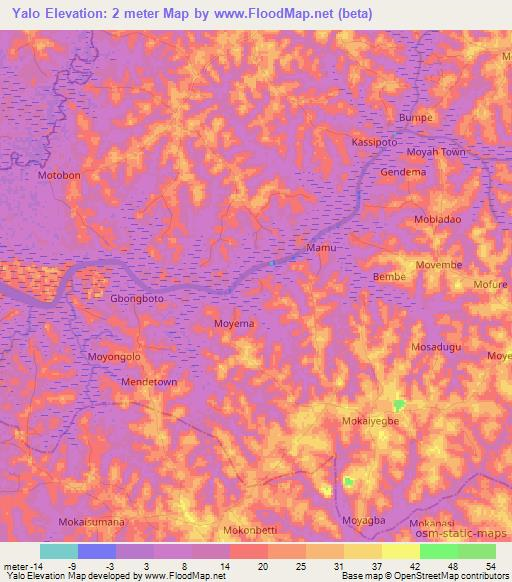 Yalo,Sierra Leone Elevation Map