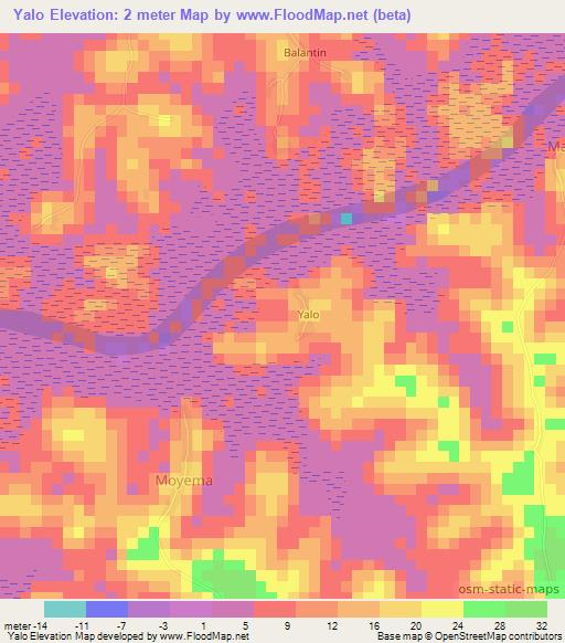 Yalo,Sierra Leone Elevation Map