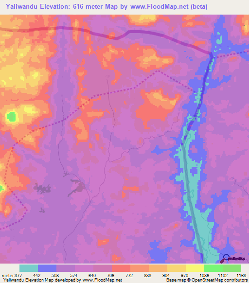 Yaliwandu,Sierra Leone Elevation Map